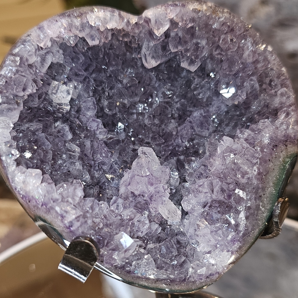 Purple And Pink Amethyst Crystal Heart with polished sides and back